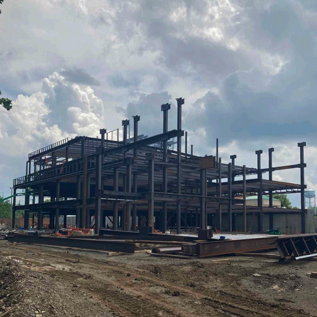 North elevation structural steel for approximately 50% of the building.